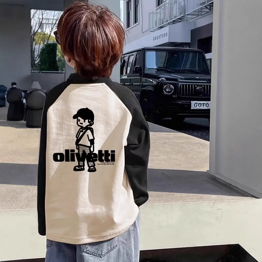 Boys Long Sleeve Letter Print T-Shirt Beige Black - Image 7