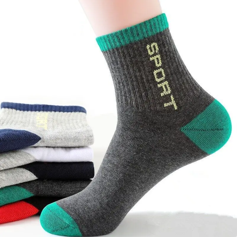 Socks for Men, Mid-Calf Socks, Sports Socks, All-Season Breathable, Sweat-Absorbent, Sports and Casual Men's Socks, Cotton