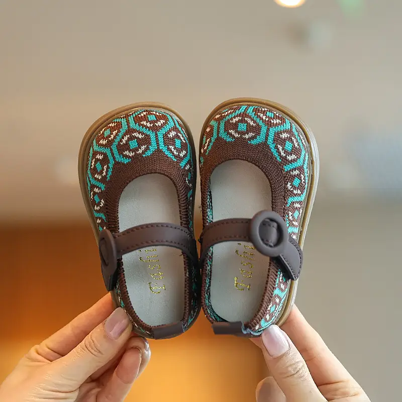 Baby Girl Princess Shoes Fly Woven Korean Style Toddler Shoes 2025 Autum New Girls Flats Soft Sole Fashion Baby Shoes