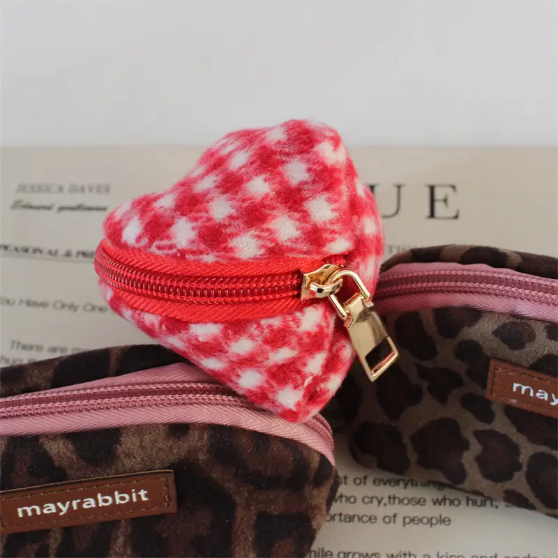 Retro Leopard Print Suede Coin Purse Large Storage Bag
