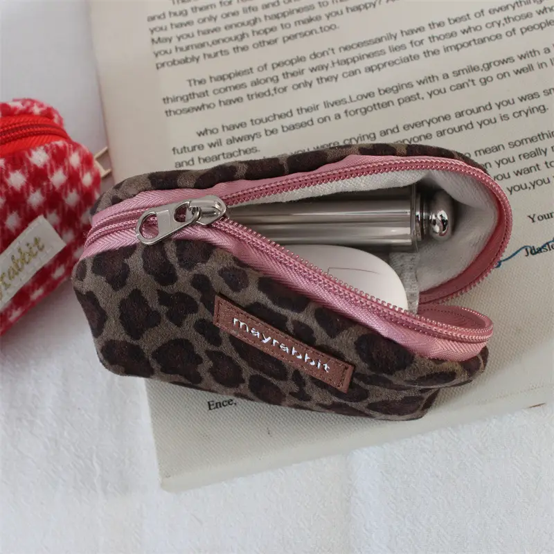 Retro Leopard Print Suede Coin Purse Large Storage Bag — feature 19