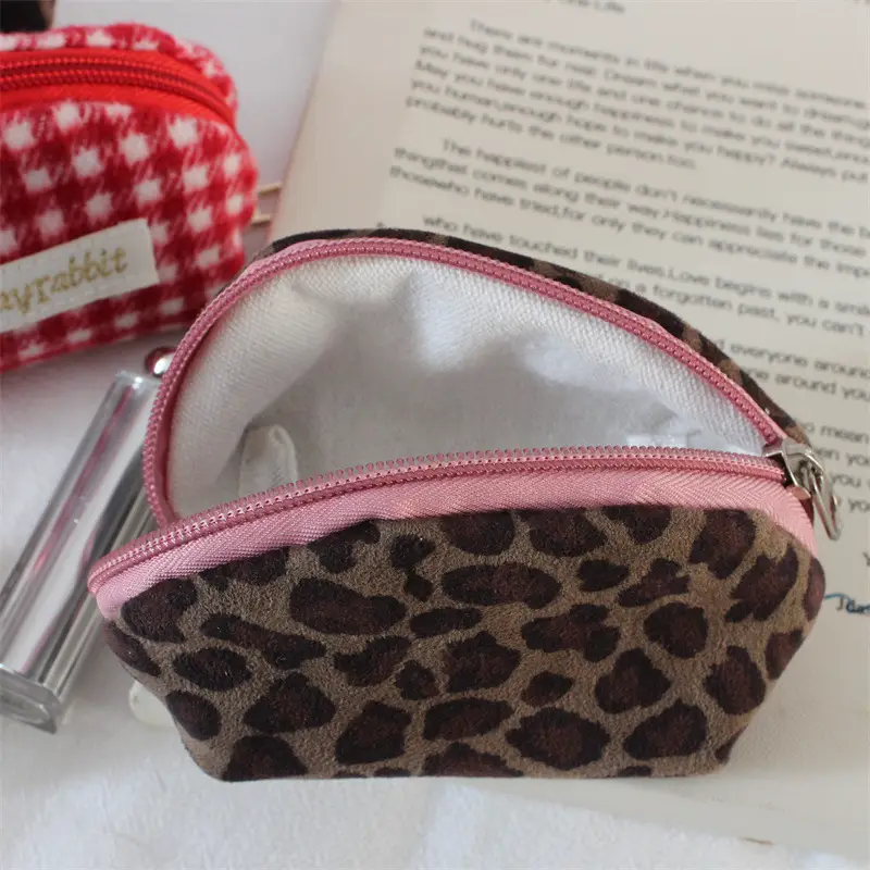 Retro Leopard Print Suede Coin Purse Large Storage Bag — feature 21