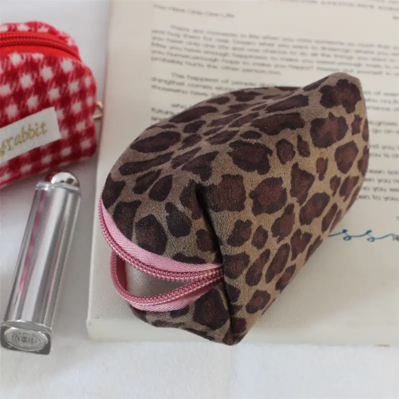 Retro Leopard Print Suede Coin Purse Large Storage Bag — feature 23