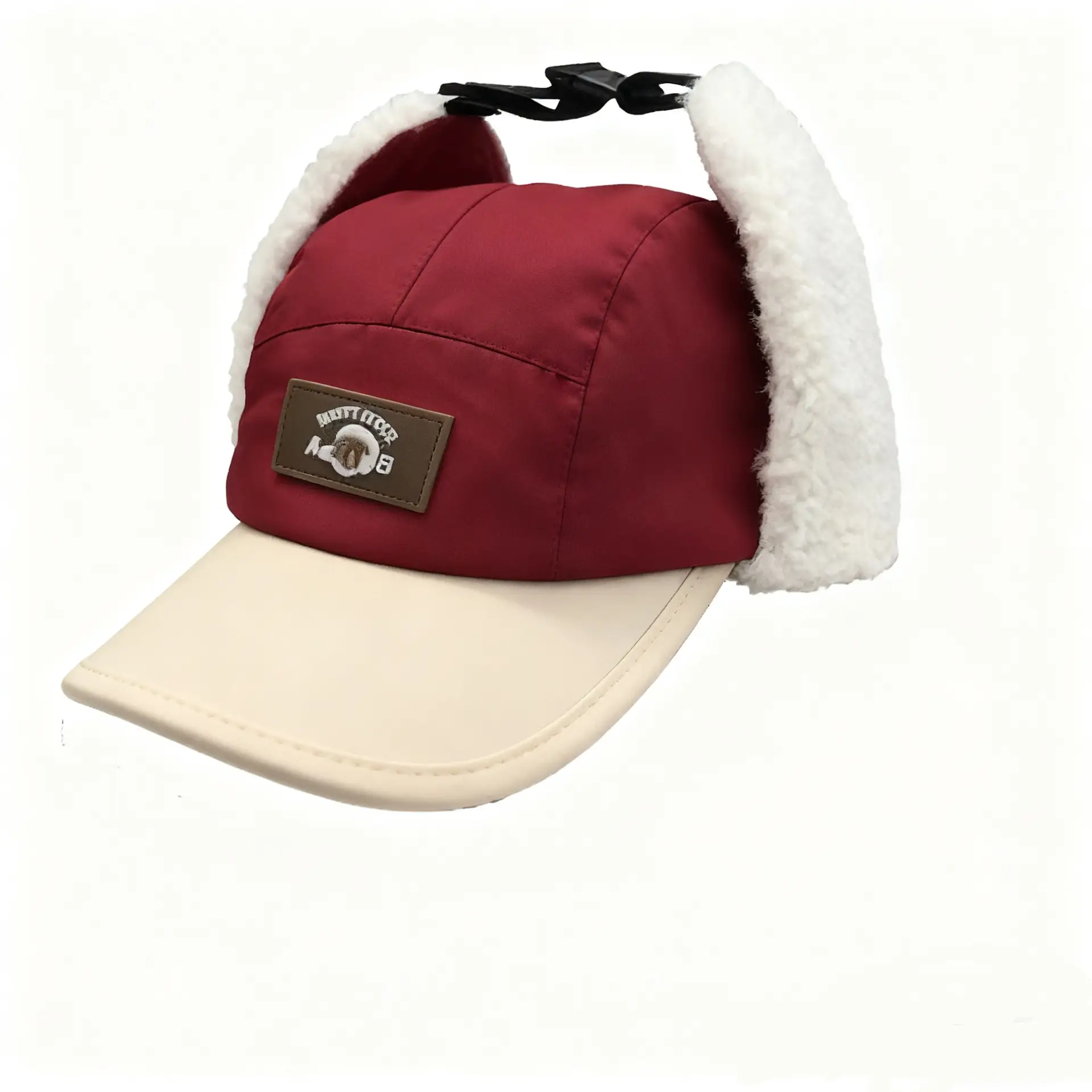Autumn Winter Fleece Cap Pink White Unisex - Image 4