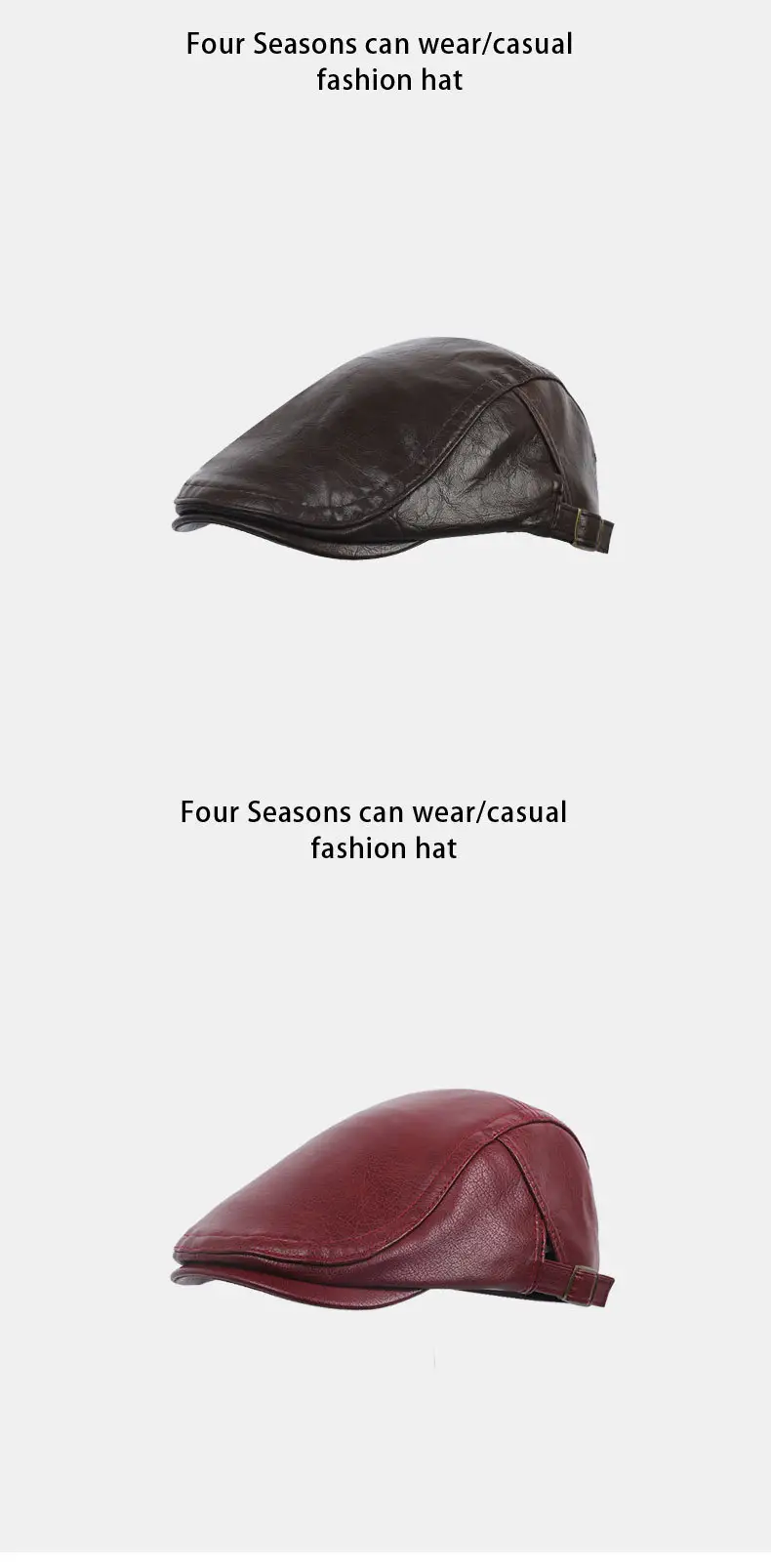 Maillard Black PU Leather Forward Cap for Women — feature 10