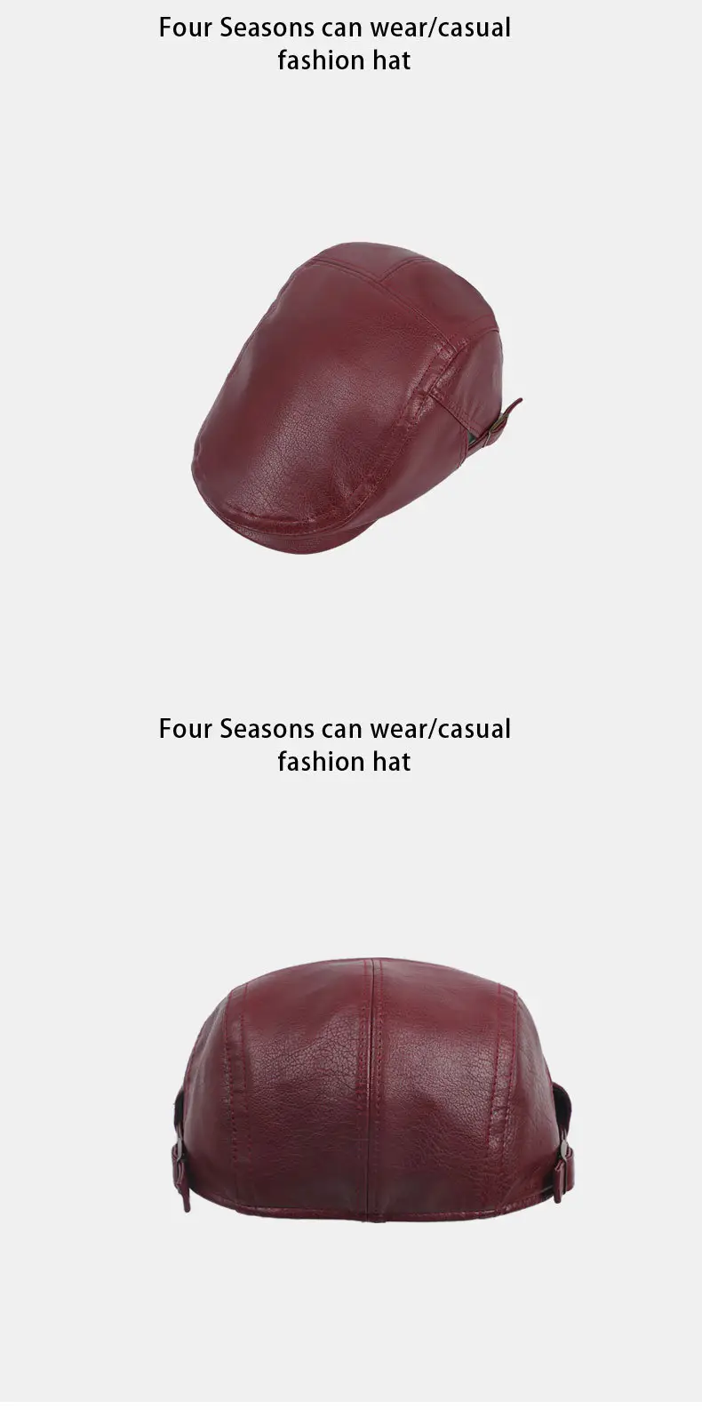 Maillard Black PU Leather Forward Cap for Women — feature 11