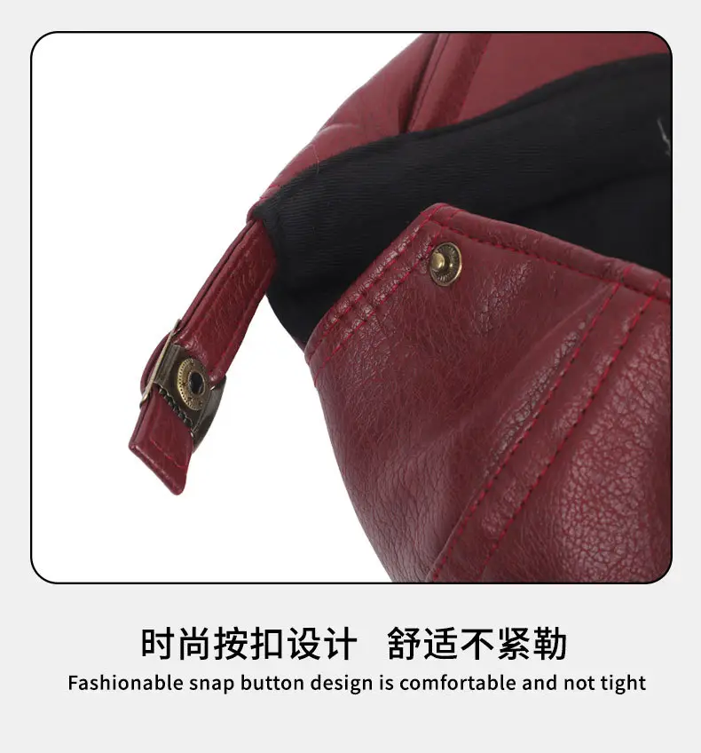 Maillard Black PU Leather Forward Cap for Women — feature 13