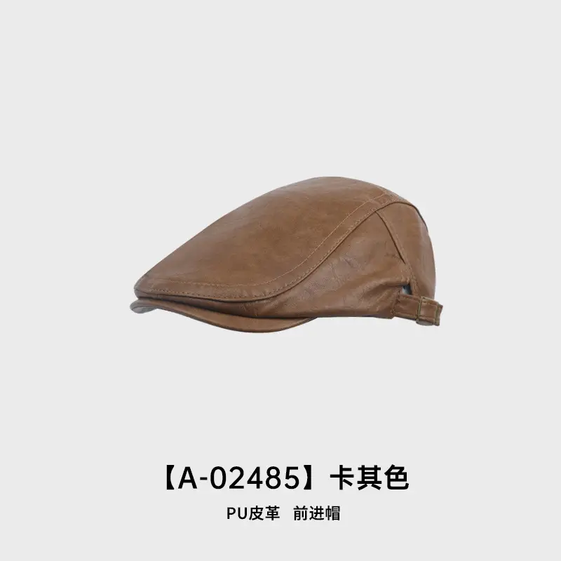 Maillard Black PU Leather Forward Cap for Women - Image 2