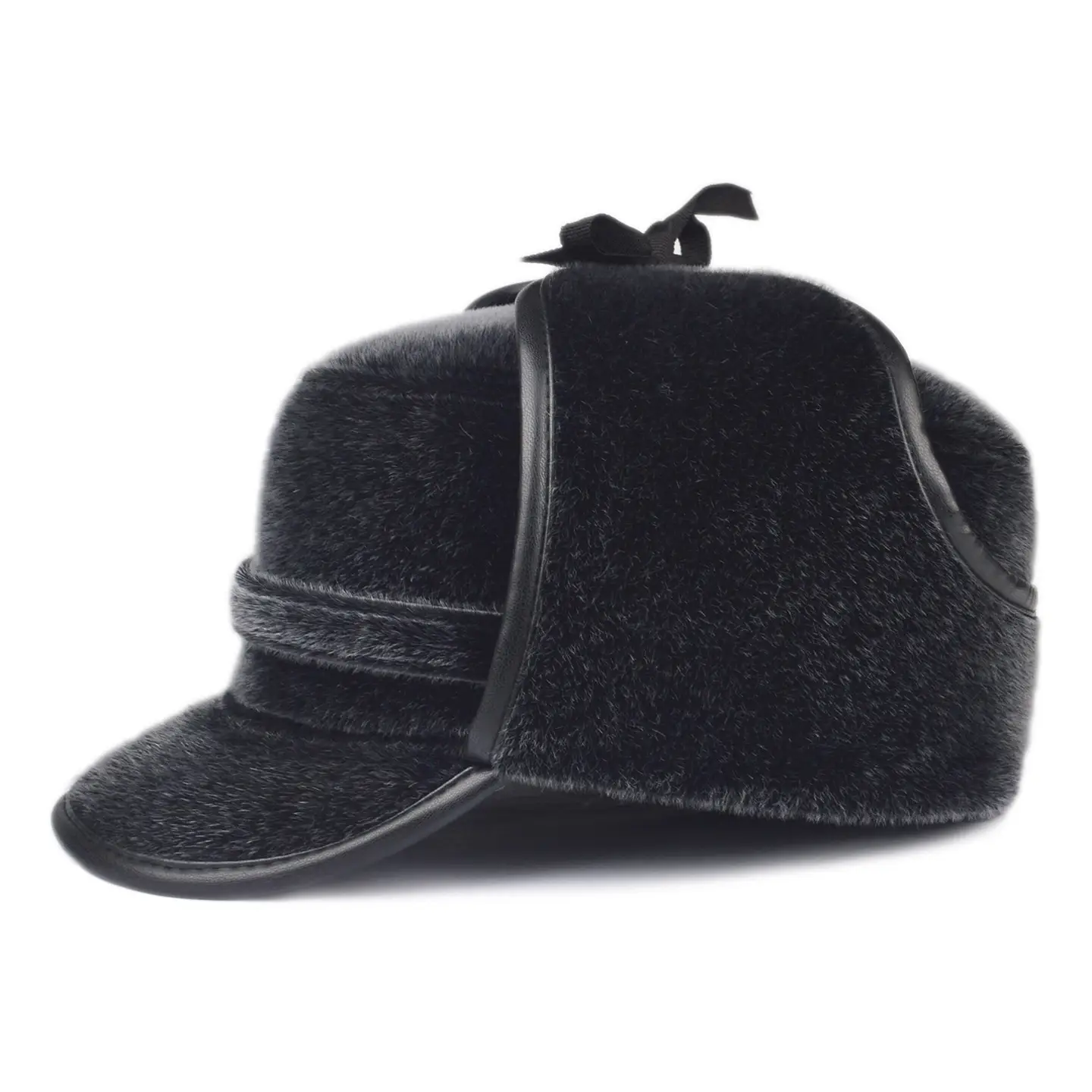 Black Cotton Winter Cap for Elderly Men