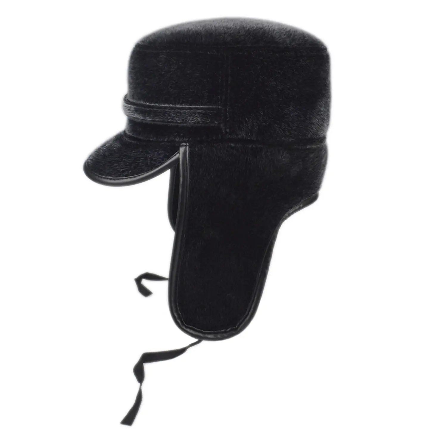 Black Cotton Winter Cap for Elderly Men
