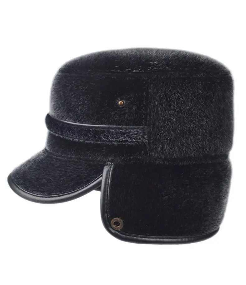 Black Cotton Winter Cap for Elderly Men — feature 21