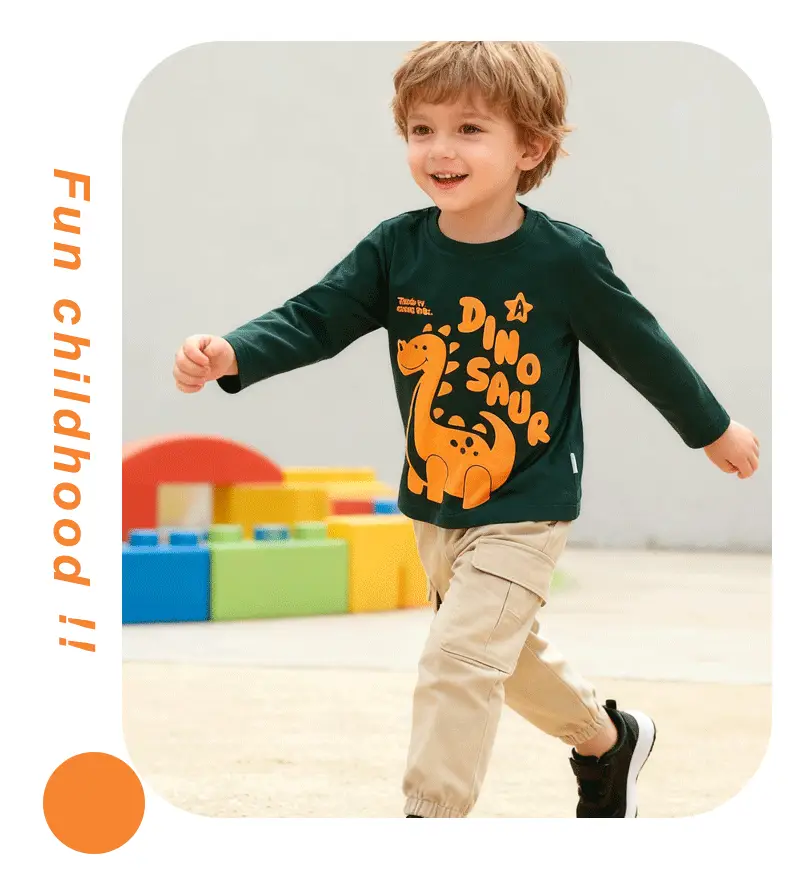 Kids Long Sleeve Printed T-Shirt Green Bear Design — feature 7
