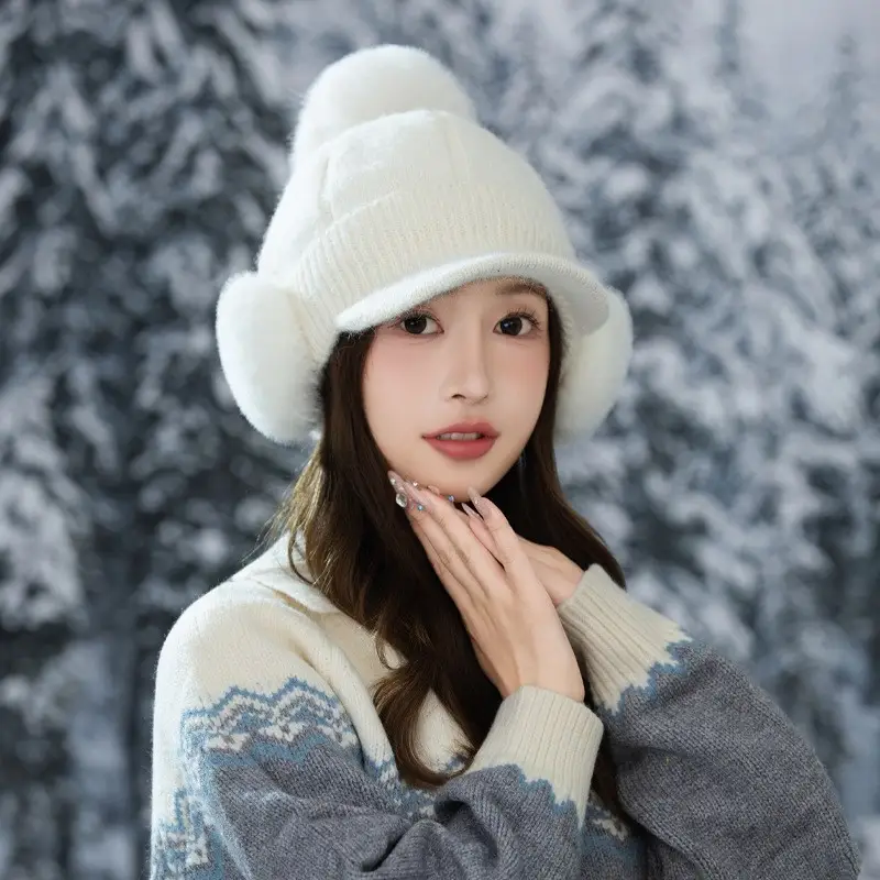 Korean Style Fleece Lined Winter Cap for Women - Image 4