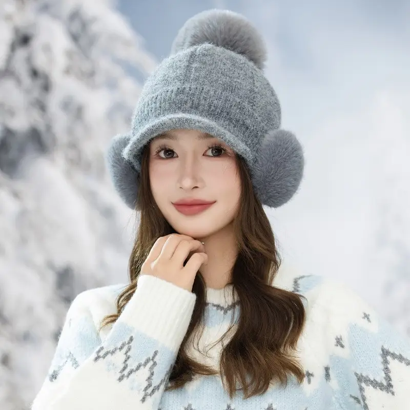 Korean Style Fleece Lined Winter Cap for Women - Image 5