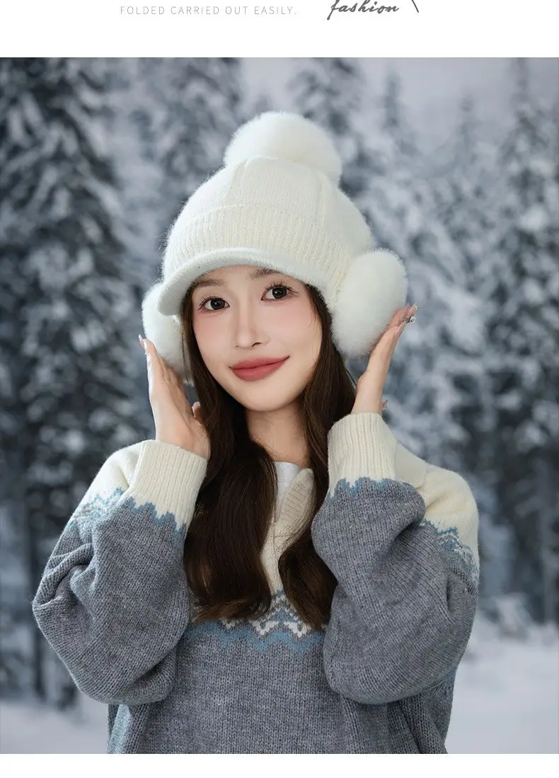 Korean Style Fleece Lined Winter Cap for Women — feature 13