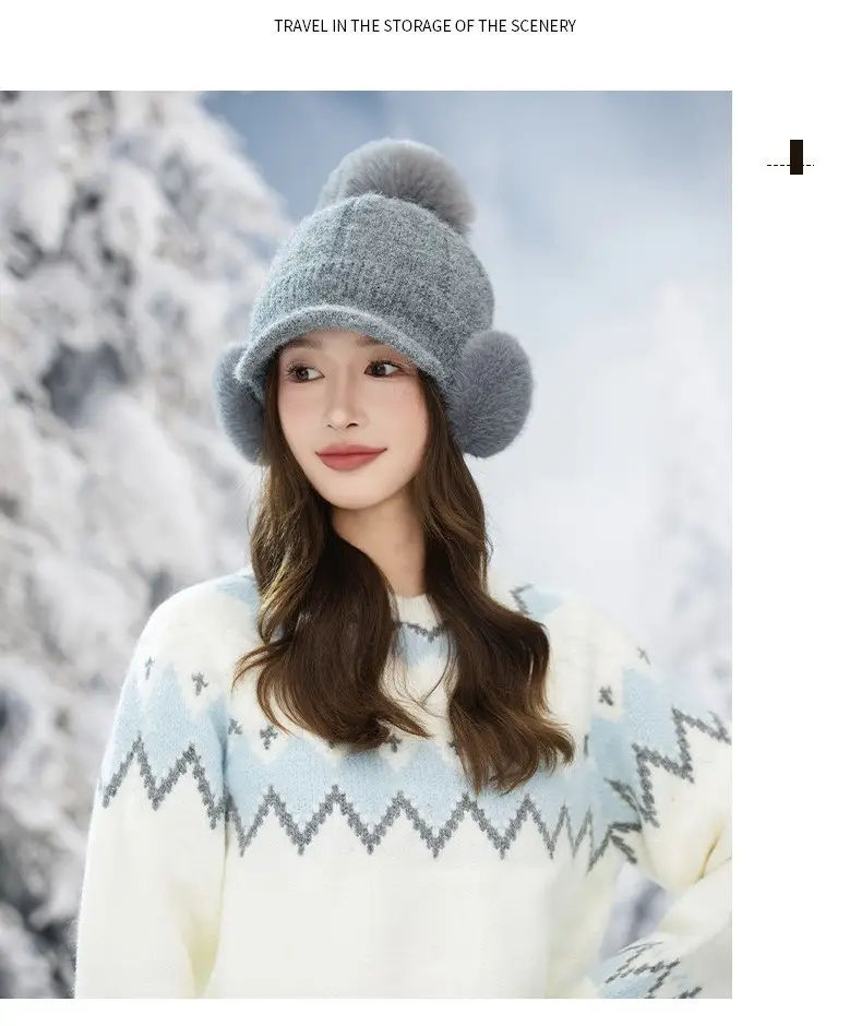 Korean Style Fleece Lined Winter Cap for Women — feature 17