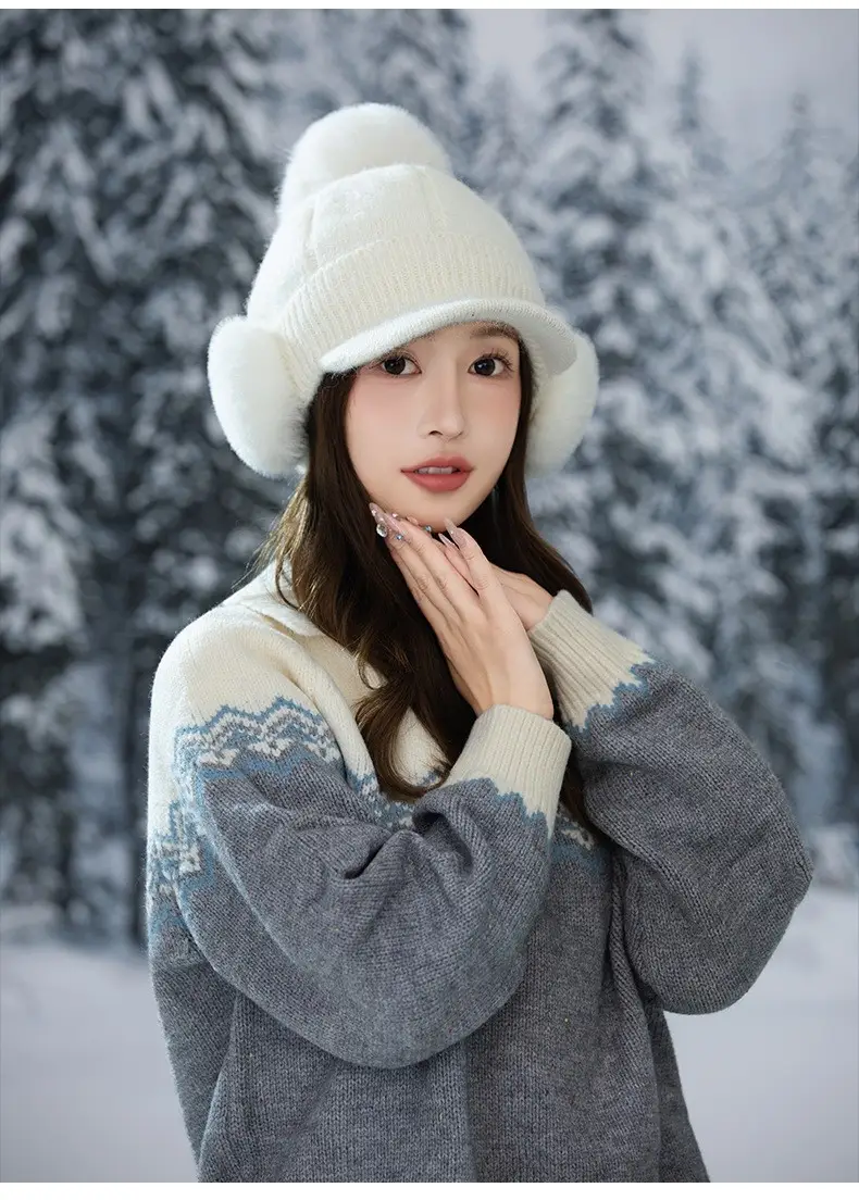 Korean Style Fleece Lined Winter Cap for Women — feature 7