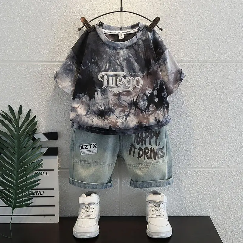 Boys Summer Outfit 2026 Tie-Dye T-Shirt & Shorts Set - Image 2