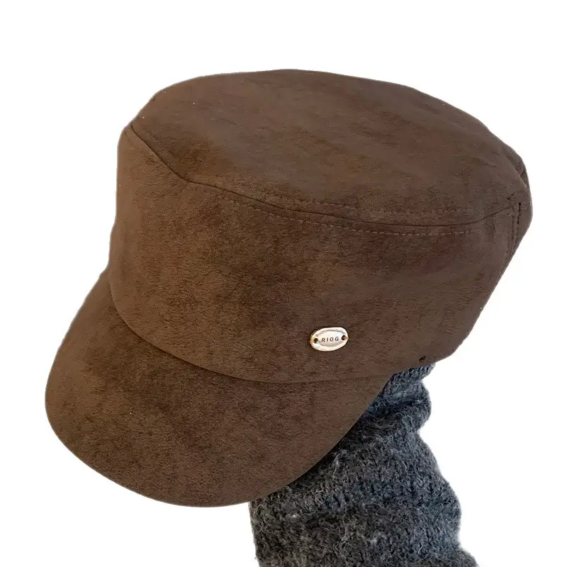 Vintage Suede Beret Hat for Women Large Head Circumference Flat Top Equestrian - Image 7