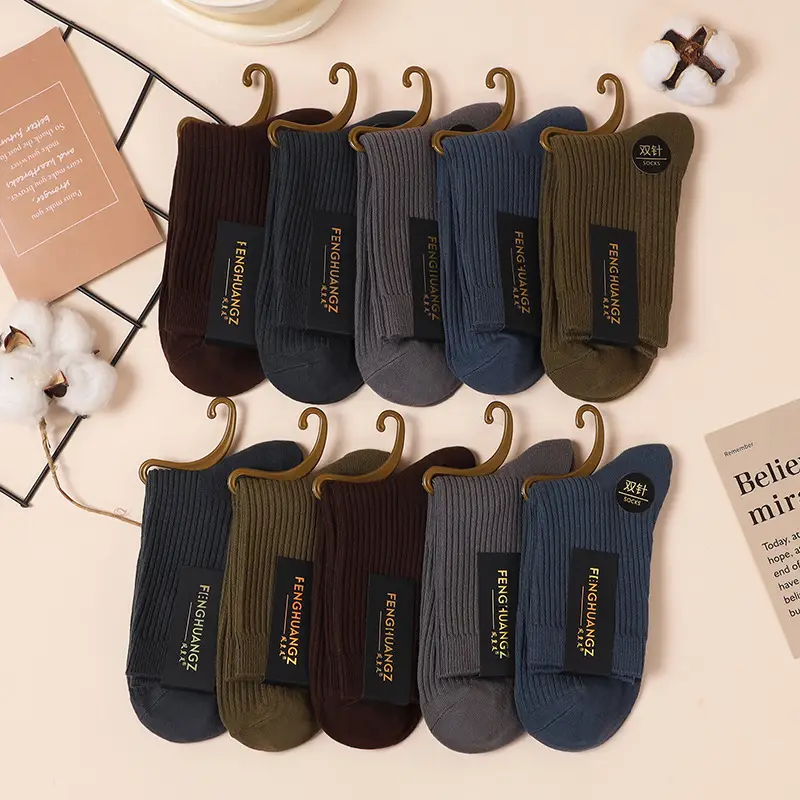 Spring and Summer Cotton Business Socks for Men, Sports and Leisure Socks, Sweat-Absorbent, Anti-Odor, Breathable, Anti-Pilling Mid-Calf Socks — feature 4