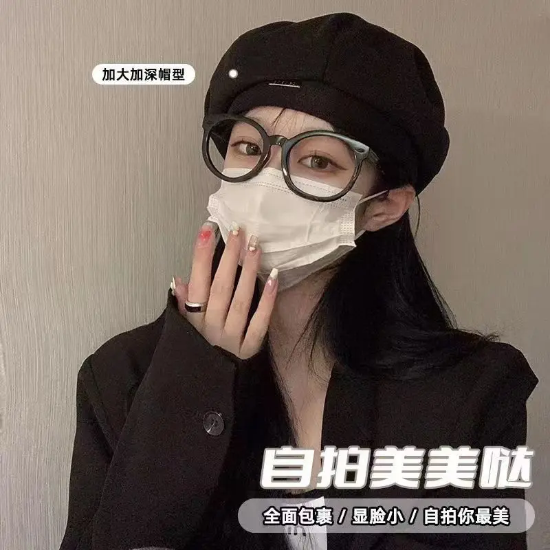 Women's Large Head Circumference Duck Cap Beret Autumn Winter — feature 3