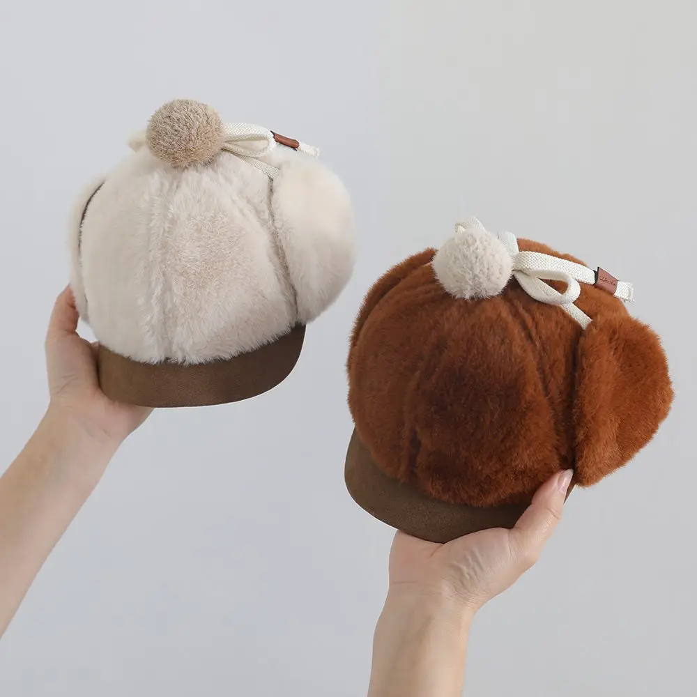 Winter Korean Retro Stuffed Hat for Boys Girls Warm Ear Protection — feature 2