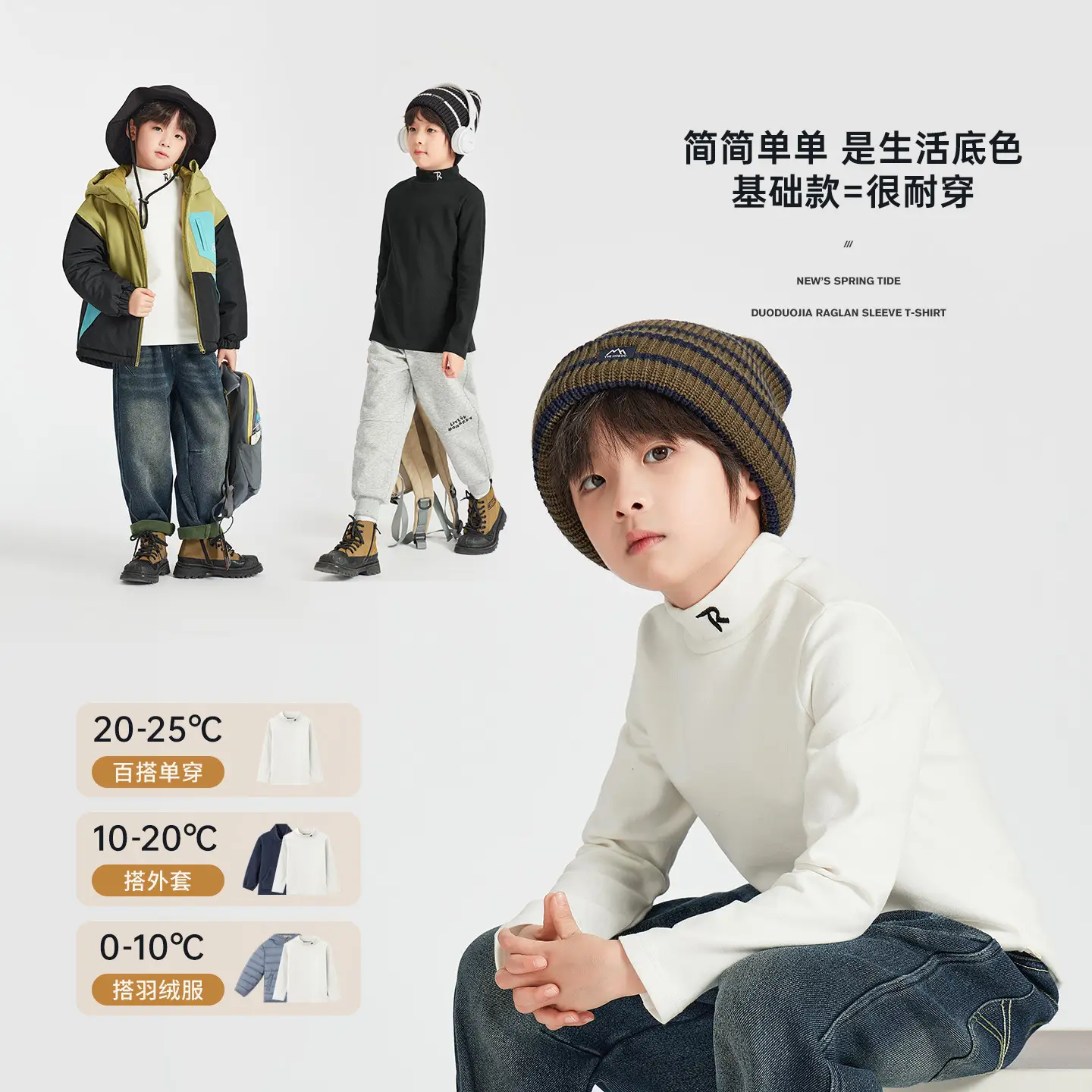 Boys Long Sleeve Warm T-Shirt Blue Winter