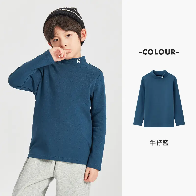 Boys Long Sleeve Warm T-Shirt Blue Winter