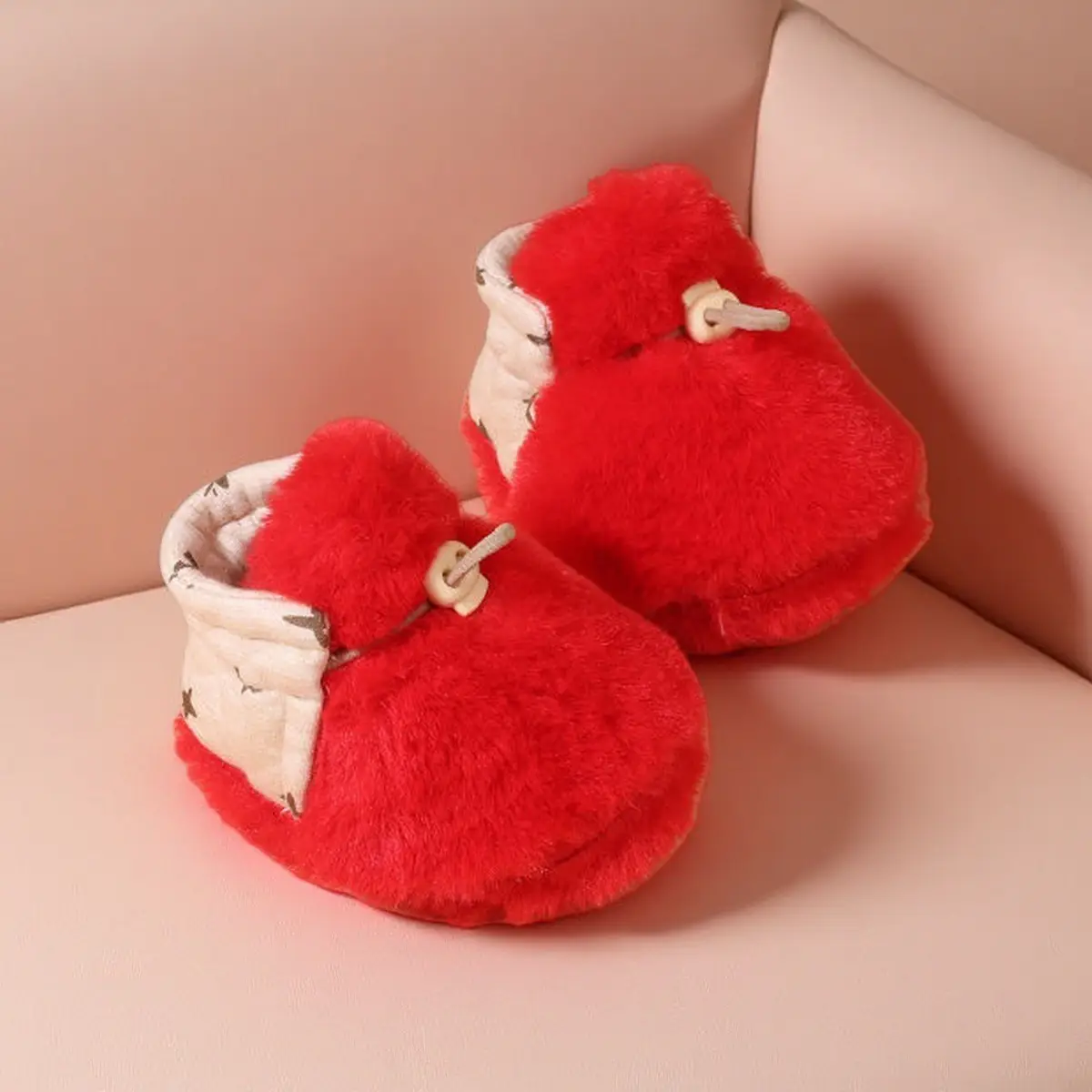 Red Velvet Toddler Shoes for Winter Warmth