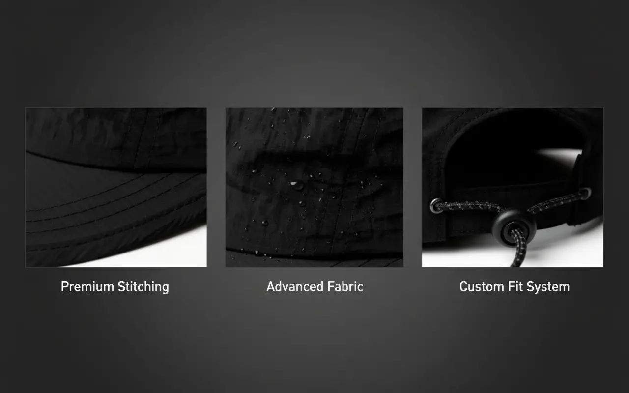 Black 5-Pan Japanese Street Style Sun Hat — feature 11