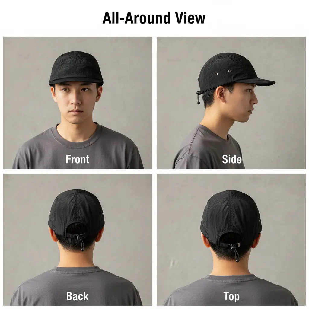Black 5-Pan Japanese Street Style Sun Hat — feature 12