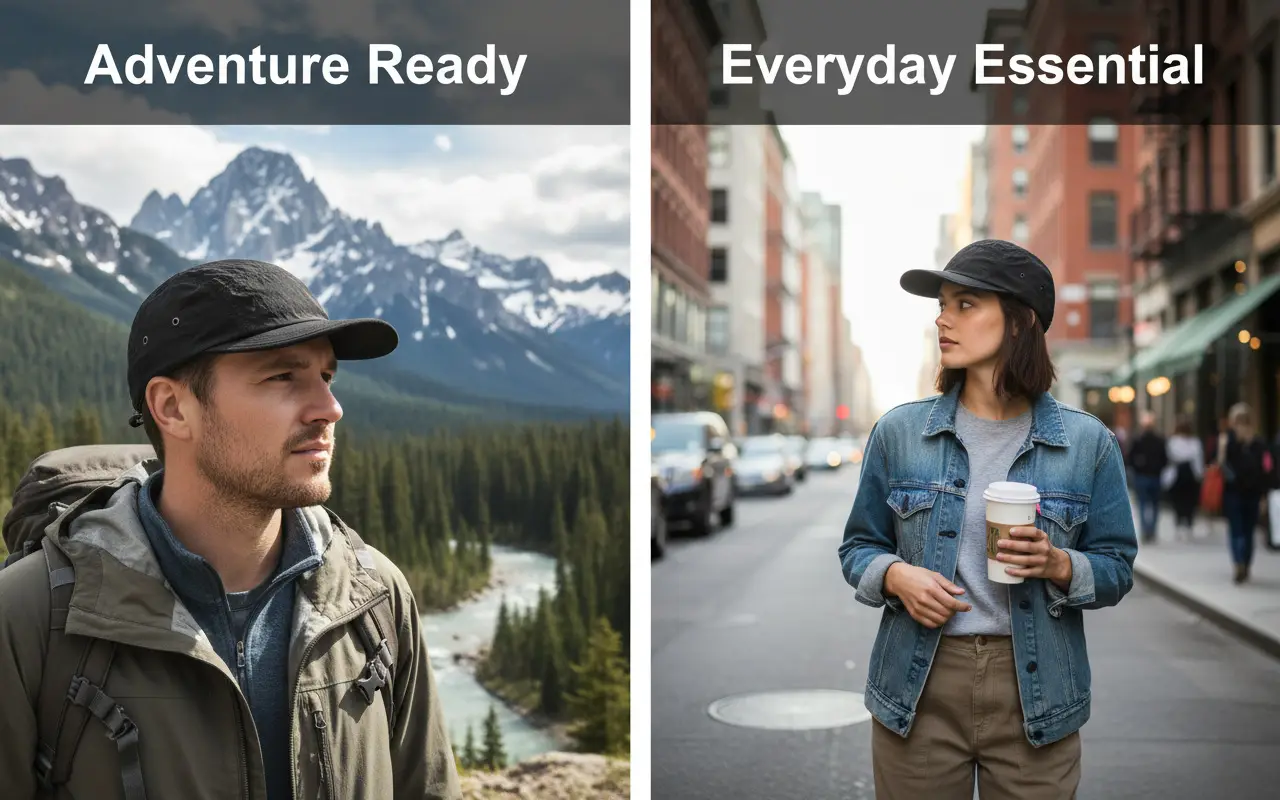Black 5-Pan Japanese Street Style Sun Hat — feature 5