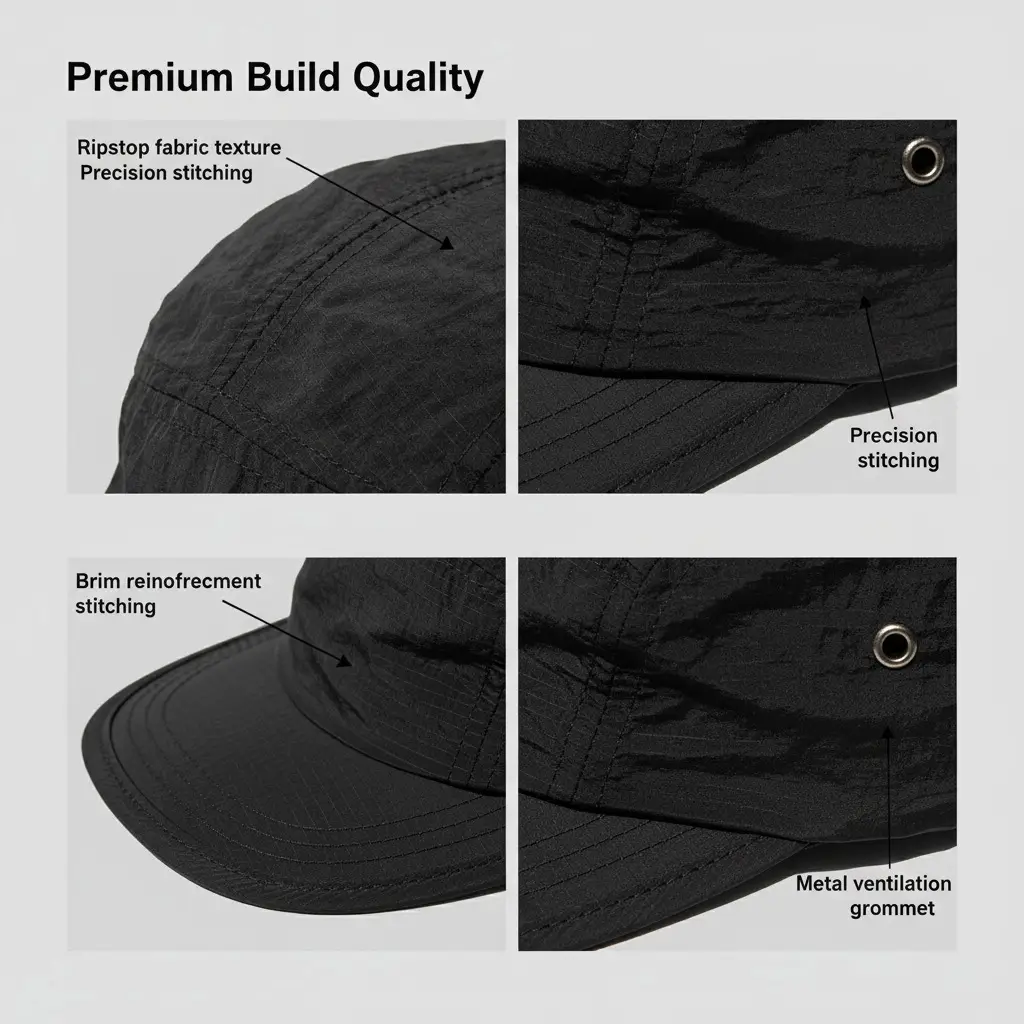 Black 5-Pan Japanese Street Style Sun Hat — feature 9