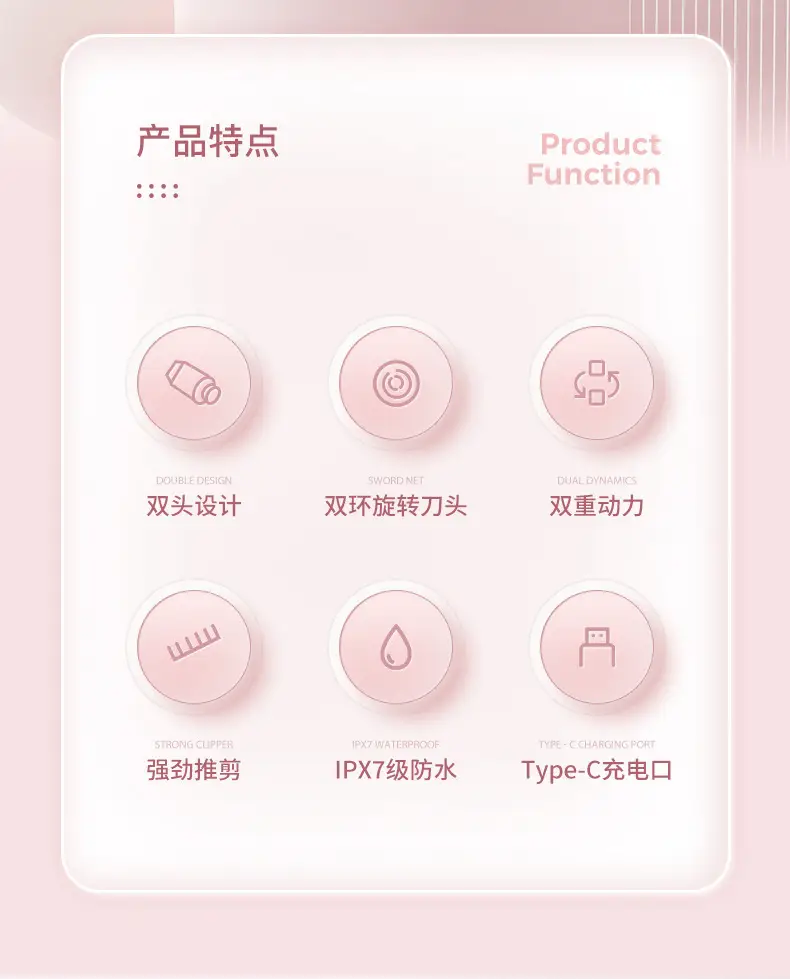 Cross-Border New Private Parts Armpit Hair and Leg Hair Women's Shaver Electric Double-Head Hair Removal Instrument Body Hair Shaving Instrument — feature 3