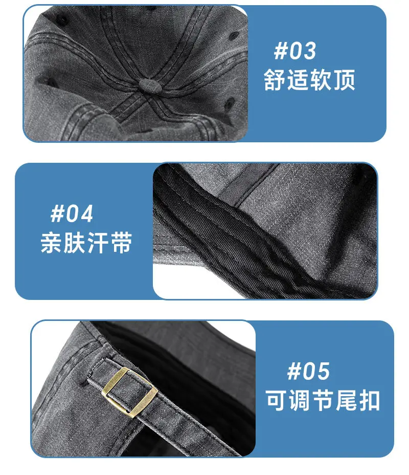 Men's Grey Baseball Cap Korean Style Outdoor Sun Hat — feature 21