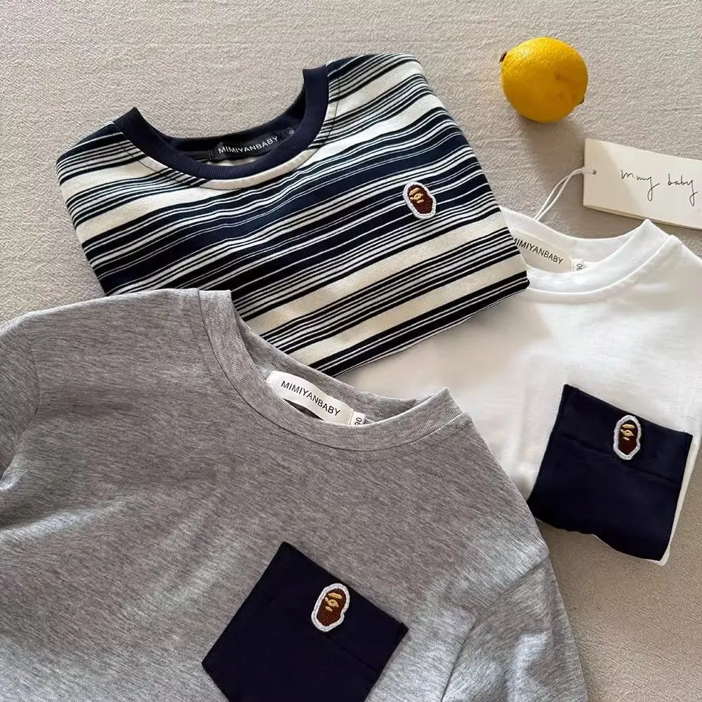 Children's Cartoon T-Shirt Boys 2025 Spring Autumn Pocket Design - Image 6