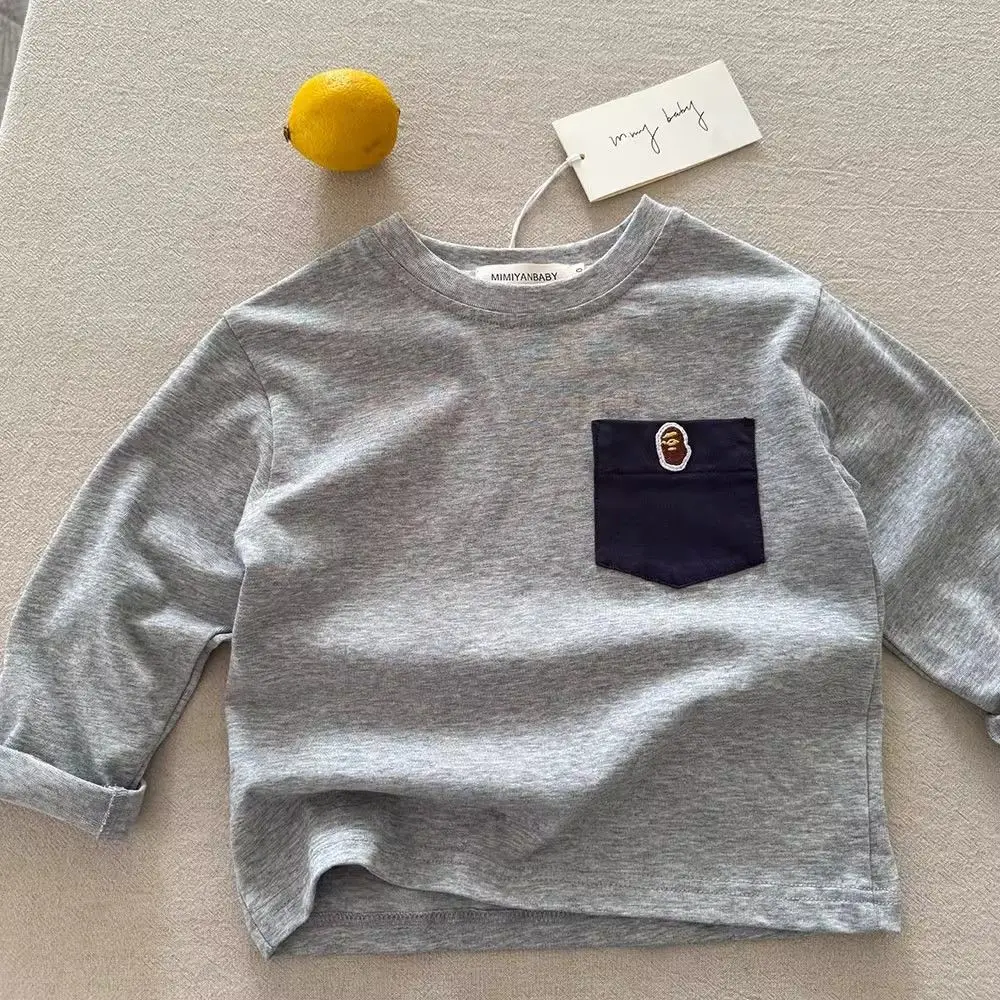 Children's Cartoon T-Shirt Boys 2025 Spring Autumn Pocket Design - Image 7