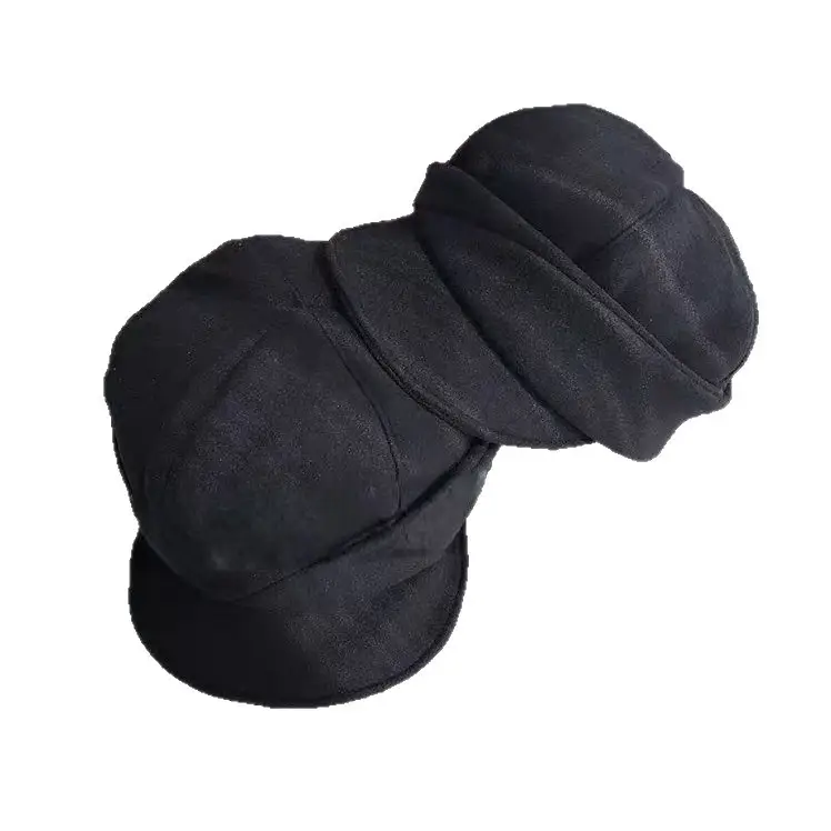 Women Black Wool Beret Peaked Cap Winter Warm - Image 6