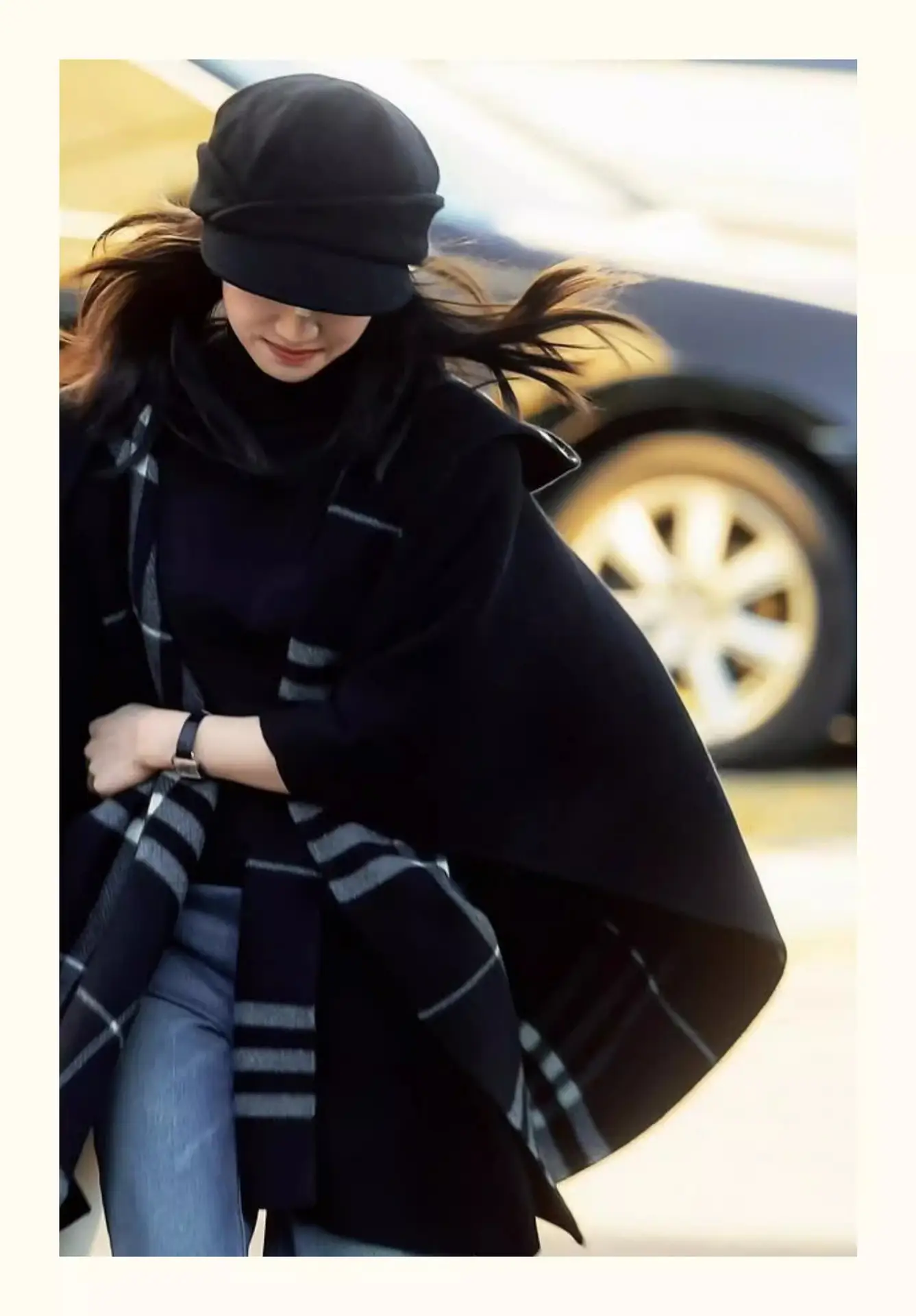 Women Black Wool Beret Peaked Cap Winter Warm — feature 7