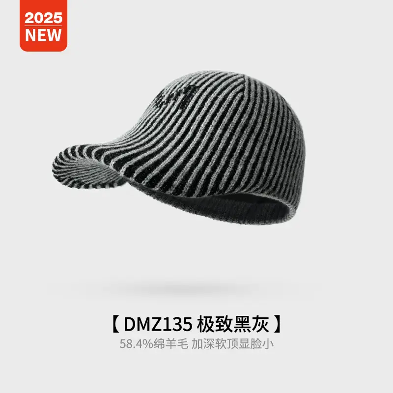 Women Korean Style Wool Knitted Beanie Black - Image 3