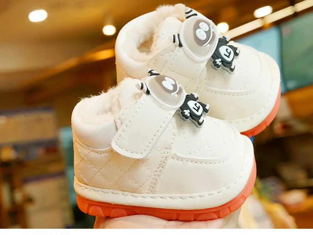 Winter Fleece Toddler Shoes White Orange 0-1Yr — feature 4