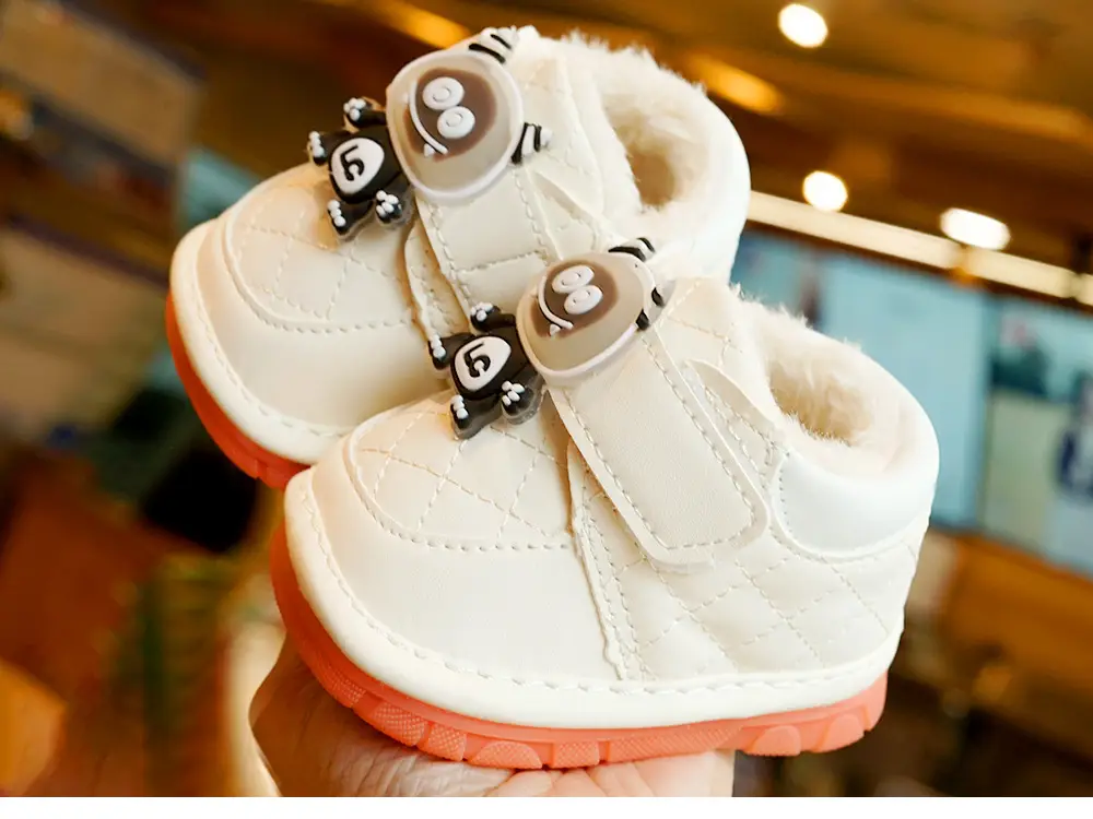 Winter Fleece Toddler Shoes White Orange 0-1Yr — feature 5