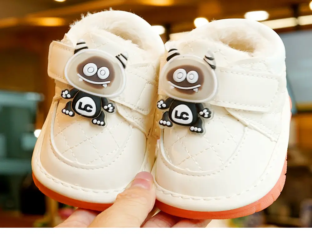 Winter Fleece Toddler Shoes White Orange 0-1Yr — feature 6