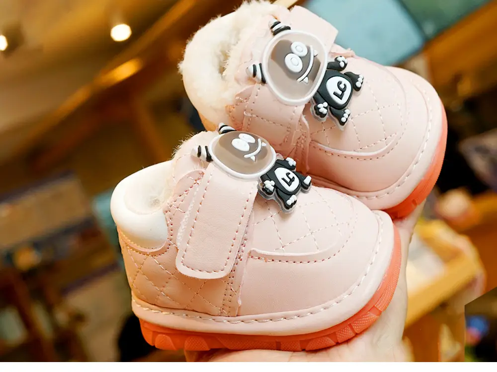 Winter Fleece Toddler Shoes White Orange 0-1Yr — feature 7