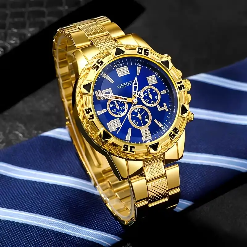 Cross-Border Popular Men's Watch Bracelet 4-Piece Set High-End Large Dial Men's Business Quartz Watch Set Wholesale