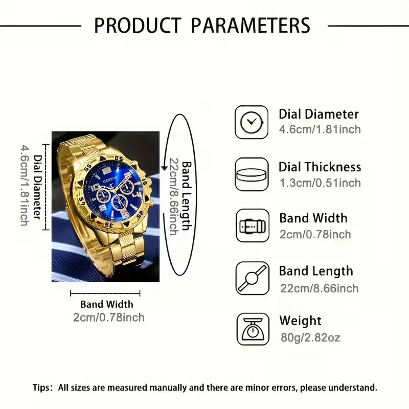 Cross-Border Popular Men's Watch Bracelet 4-Piece Set High-End Large Dial Men's Business Quartz Watch Set Wholesale