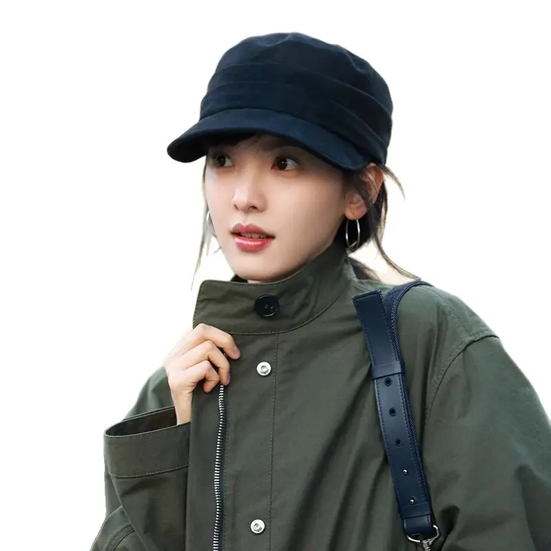 Women Equestrian Hat Suede Pleated Winter