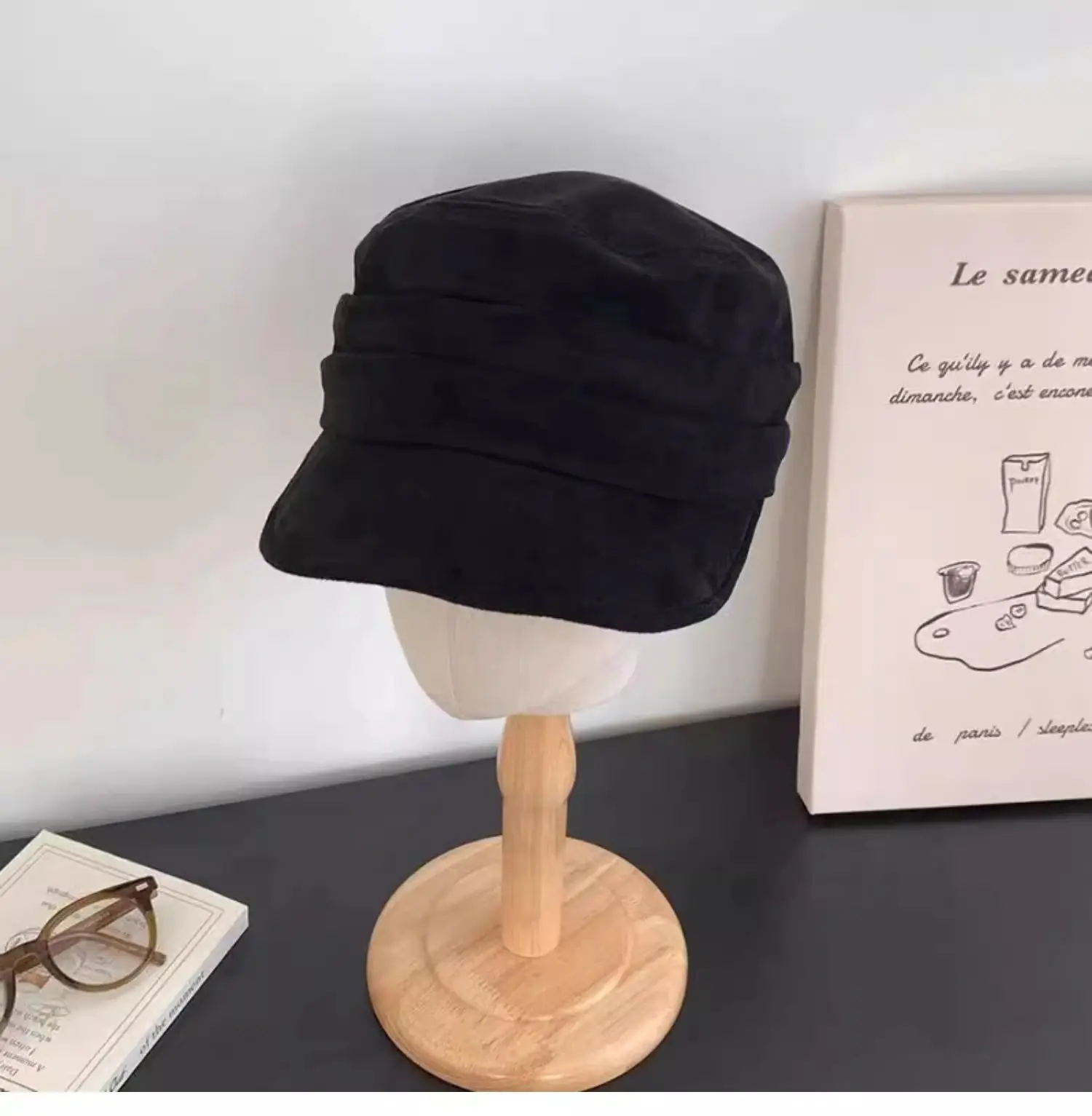 Women Equestrian Hat Suede Pleated Winter — feature 9