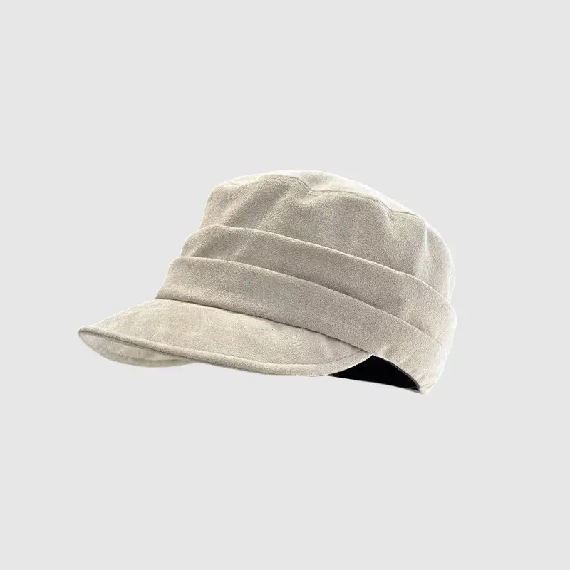 Women Equestrian Hat Suede Pleated Winter