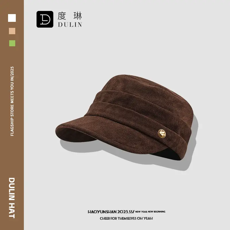 Women Equestrian Hat Suede Pleated Winter